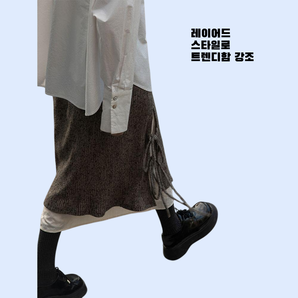 여성용 하이웨이스트 레이어드 스타일 스커트 가을겨울 신상