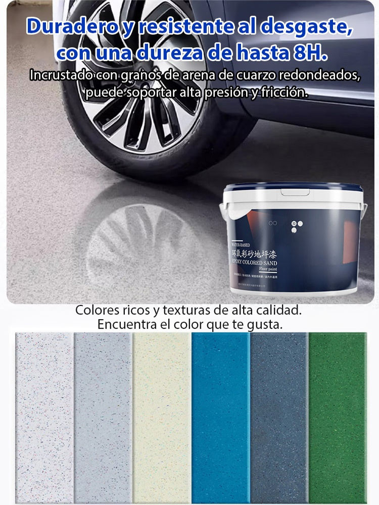 【Enviar agente de curado】Pintura para pisos de arena de  colores epoxi imitación mármol.