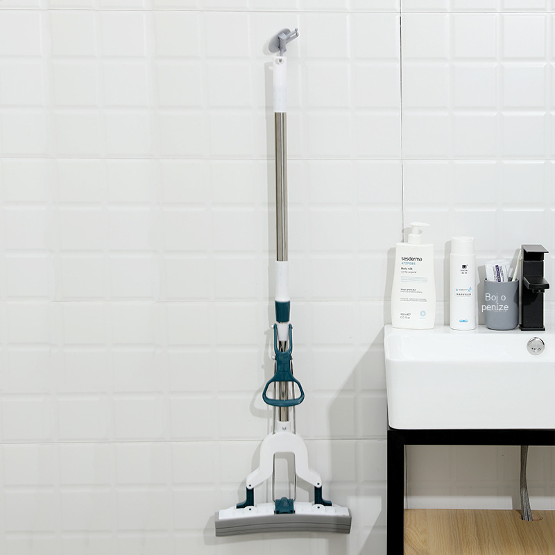 Líný bavlněný mop, mytí bez použití rukou, skládací teleskopická tyč, gumový bavlněný mop