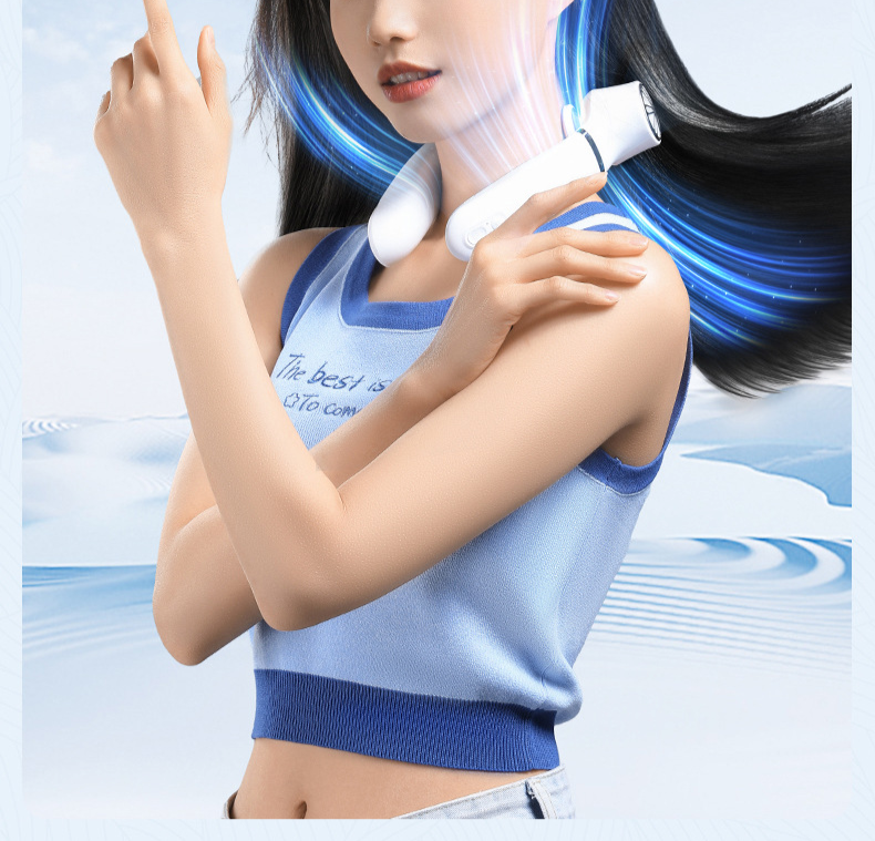 다양한 색상의 소형 목걸이 선풍기 라인업