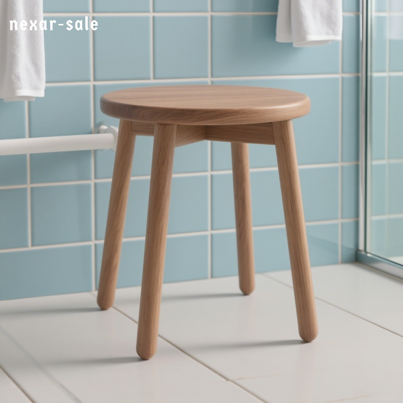 Kleiner runder Hocker aus Massivholz