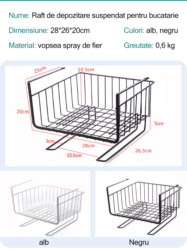 Raft de depozitare suspendat pentru bucătărie