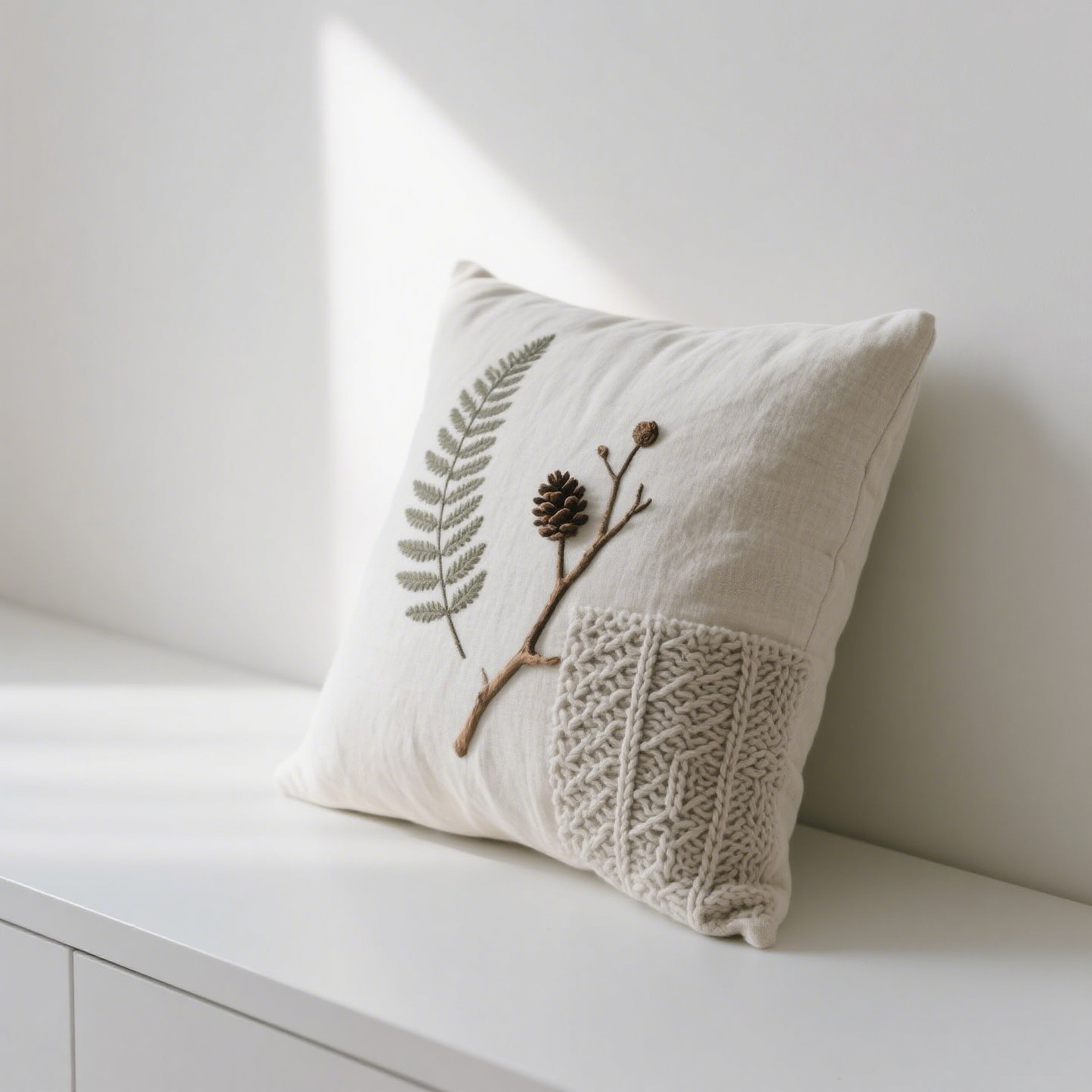 Cojines de lino con elementos botánicos para sofá de sala (paquete de 2)