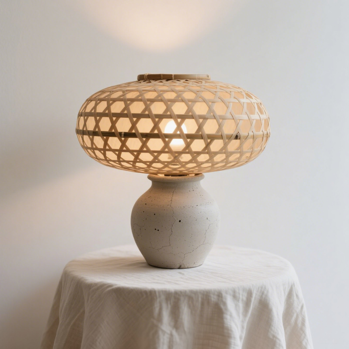 Lámpara de mesa de bambú y madera maciza, estilo moderno y sencillo para decoración de dormitorio