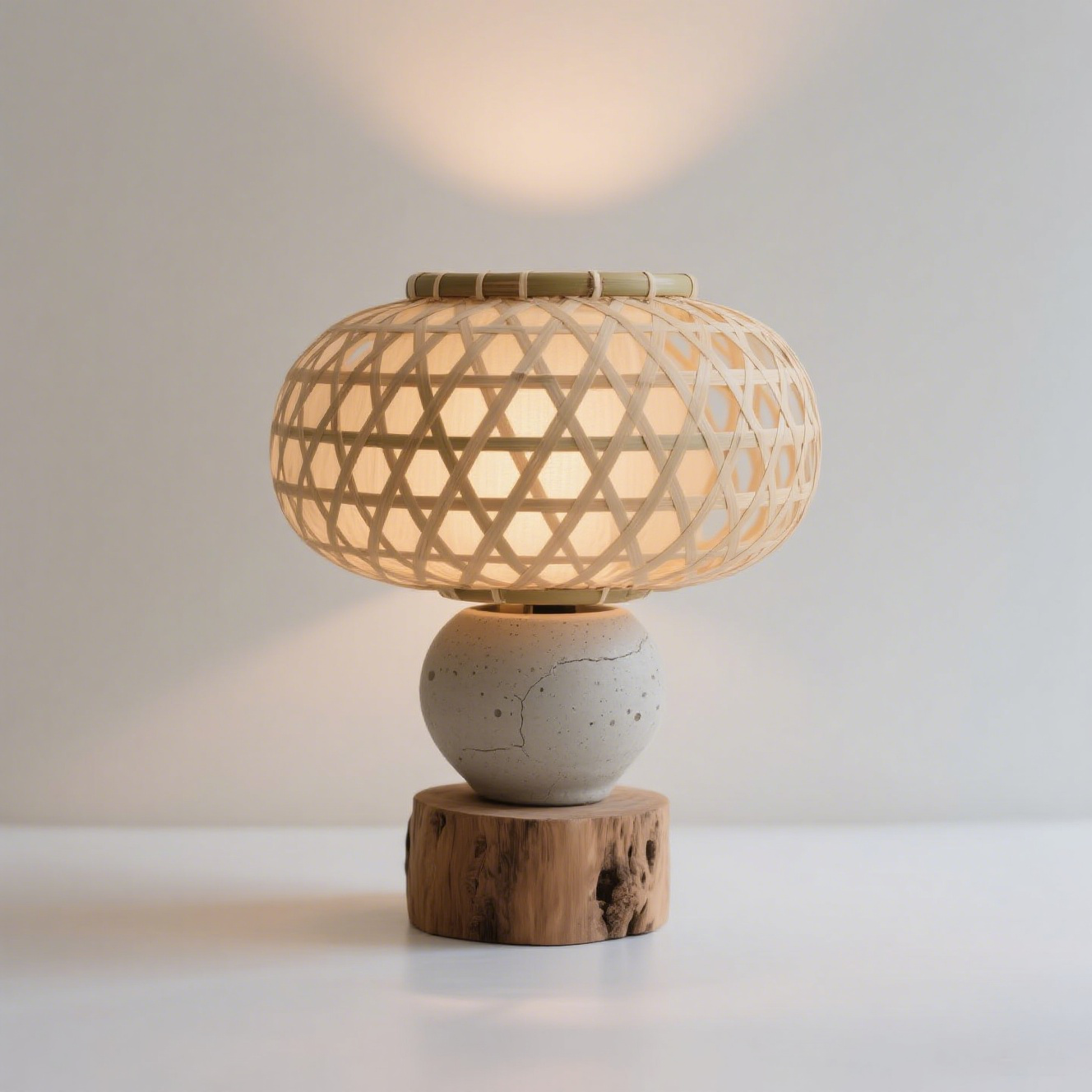 Lámpara de mesa de bambú y madera maciza, estilo moderno y sencillo para decoración de dormitorio