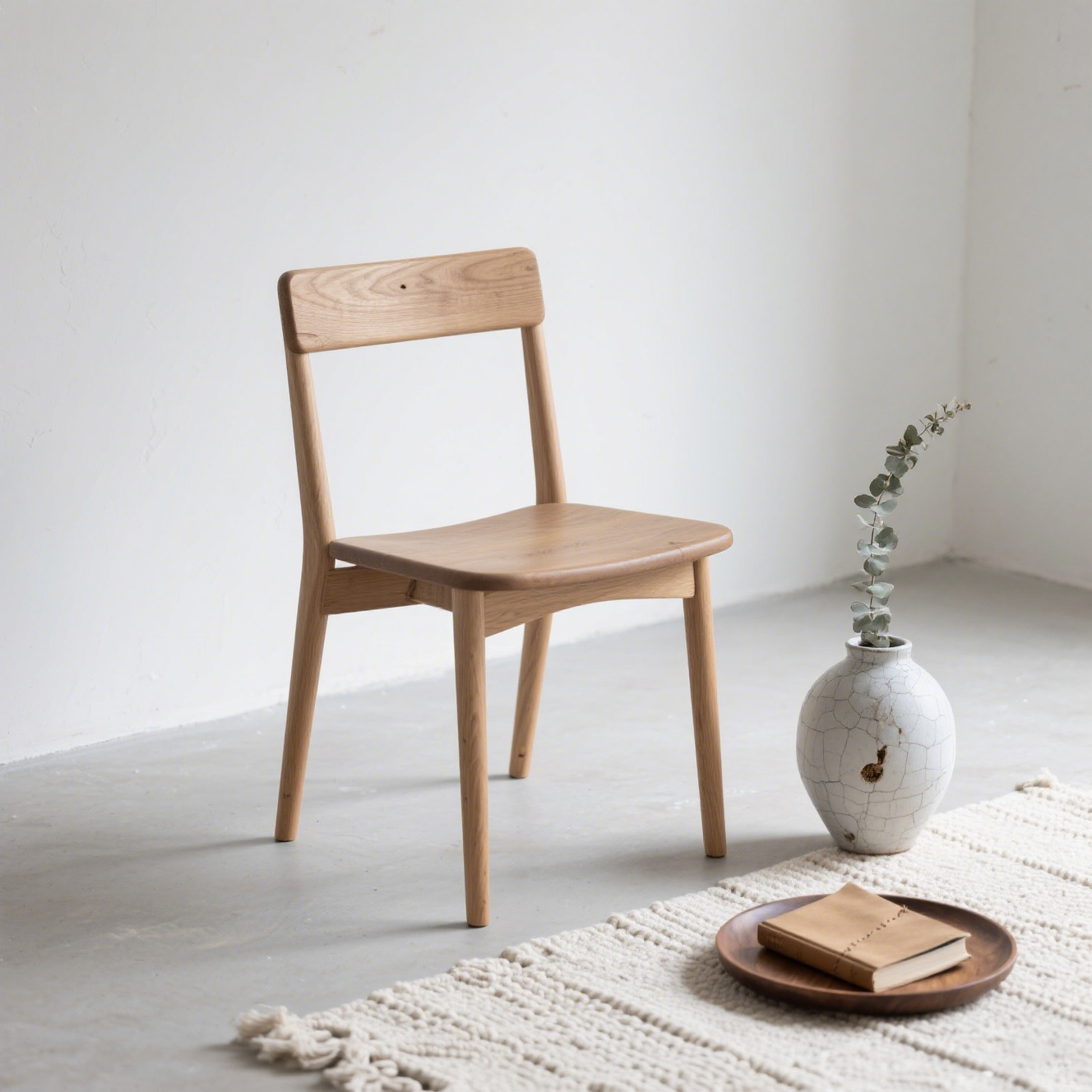 Silla de respaldo sencilla de madera maciza de nogal negro