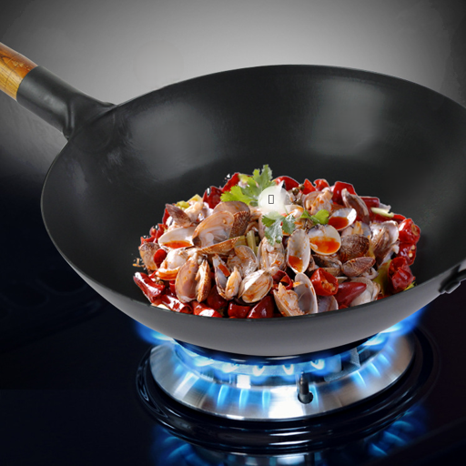 Superficie interior del wok de hierro forjado