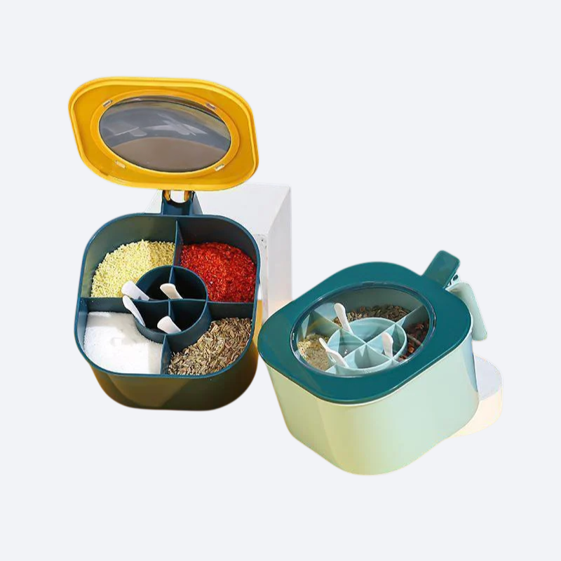 キッチン4段一体蓋付き調味料入れ