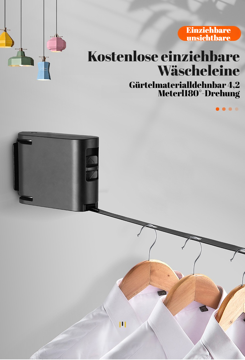 4,2 m verdicktes quadratisches Gurt-Trockenseil aus ABS, unsichtbare Positionierungsschnalle, Wandbe