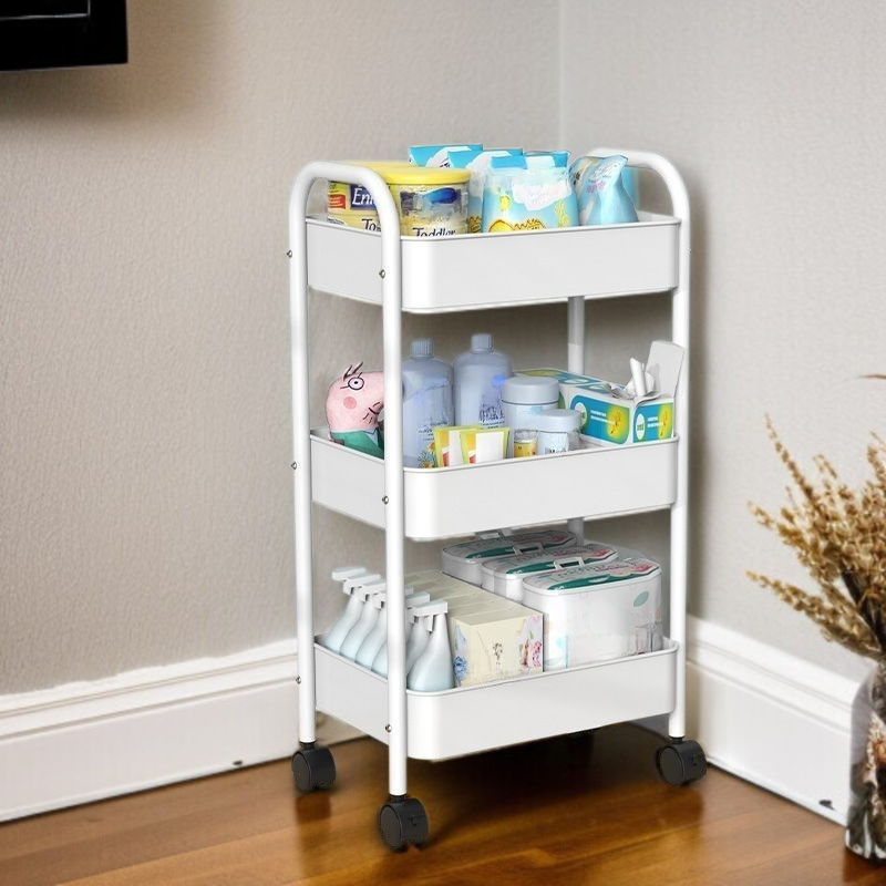 Estantería de almacenamiento multifuncional con ruedas para cocina, libros y frutas