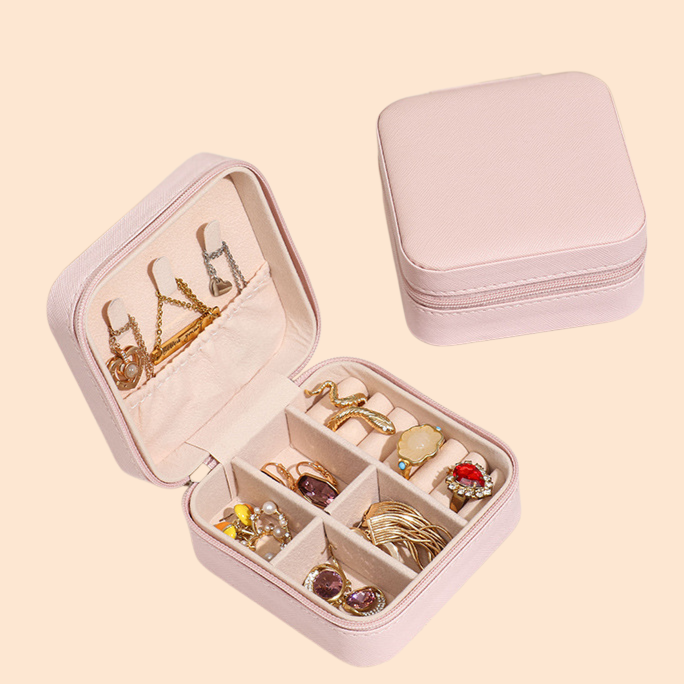 صندوق تخزين المجوهرات الكورية صندوق مجوهرات صغير للأقراط والخواتم وصندوق مجوهرات محمول للسفر