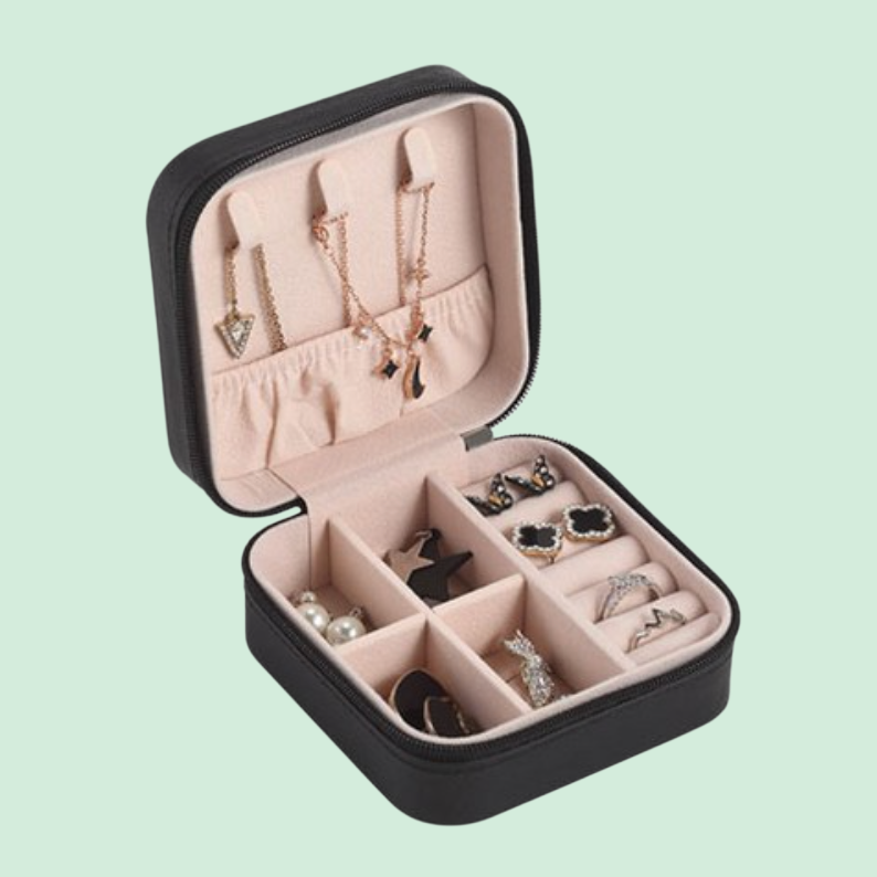 صندوق تخزين المجوهرات الكورية صندوق مجوهرات صغير للأقراط والخواتم وصندوق مجوهرات محمول للسفر