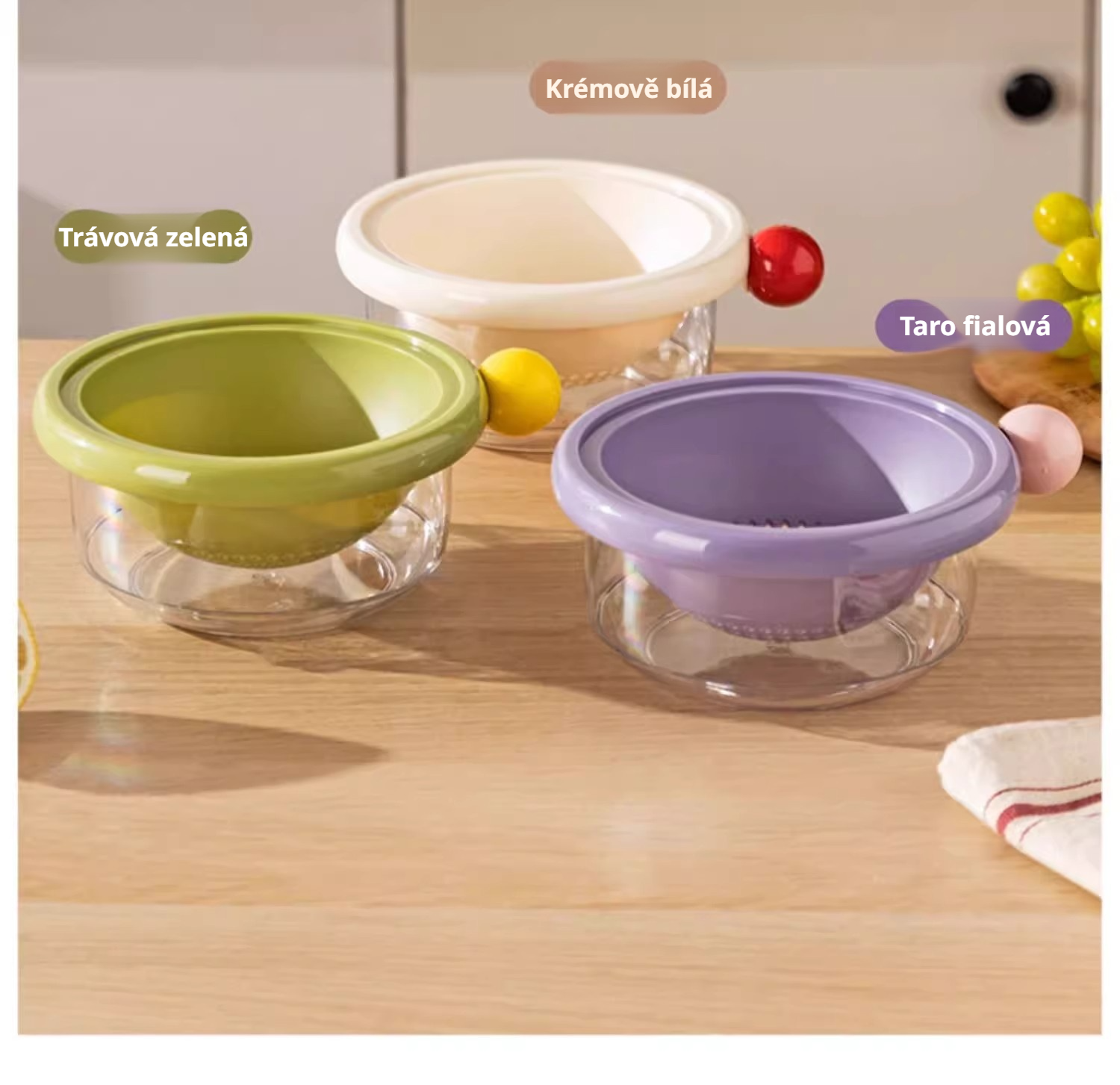 Stylový a roztomilý košík na kuchyňskou linku