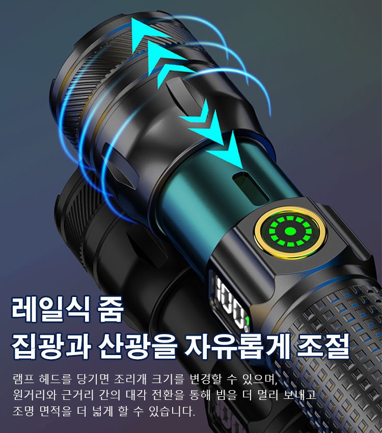 신형 휴대용 화이트 레이저 줌 손전등