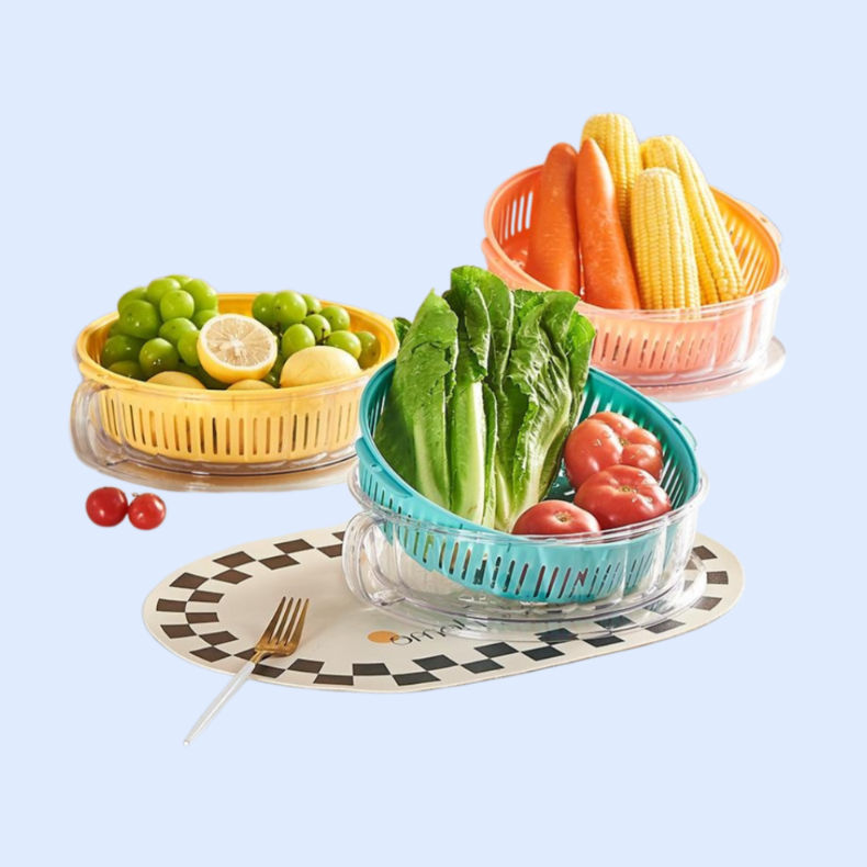 이중 물빠짐 바구니 다기능 채소 덮개