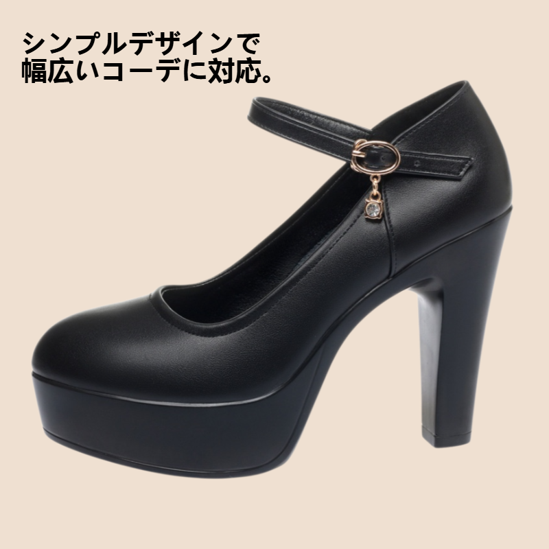 レディース滑り止め厚底ラウンドヒールシングルシューズ