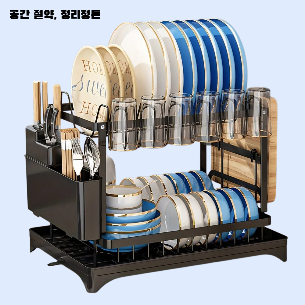 주방 카운터용 접시 건조대, 컵&수저 선반, 스티커 보드 랙 포함