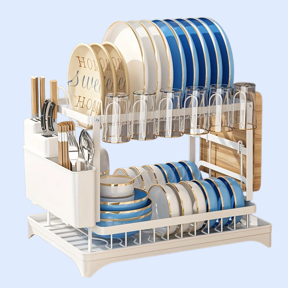 주방 카운터용 접시 건조대, 컵&수저 선반, 스티커 보드 랙 포함