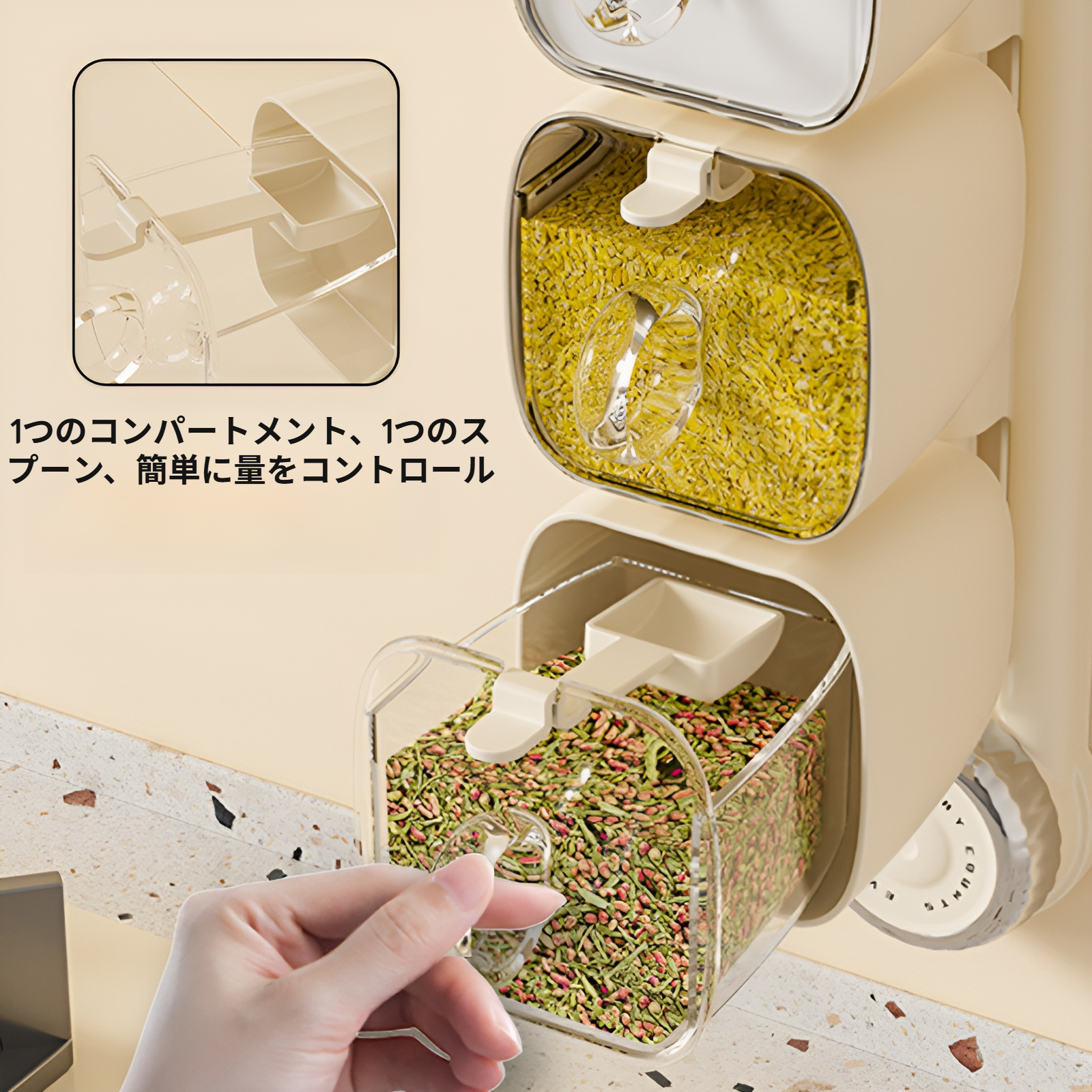 吸盤回転スパイスボックスラックキッチン家庭用防湿スパイスジャー塩ジャーパンチフリー壁掛け収納ボックス