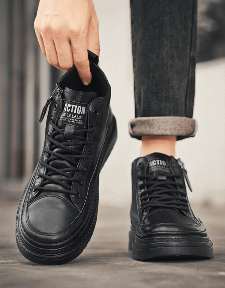 【工裝硬漢】高筒拉鍊馬丁靴男
