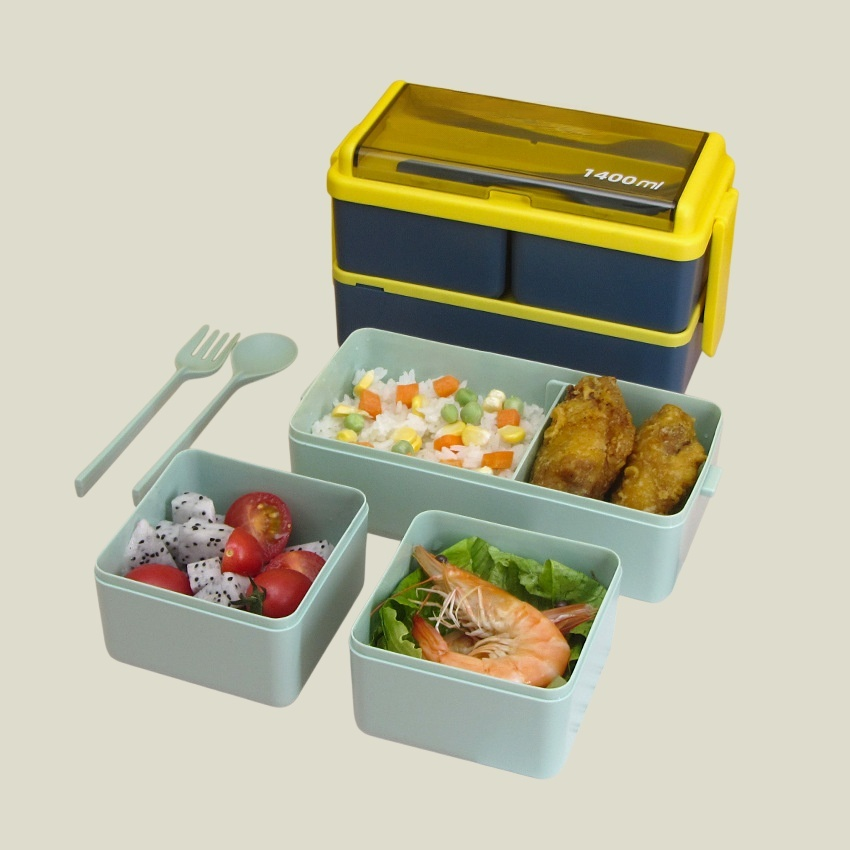 식기 가 달린 이중 플라스틱 분격 도시락