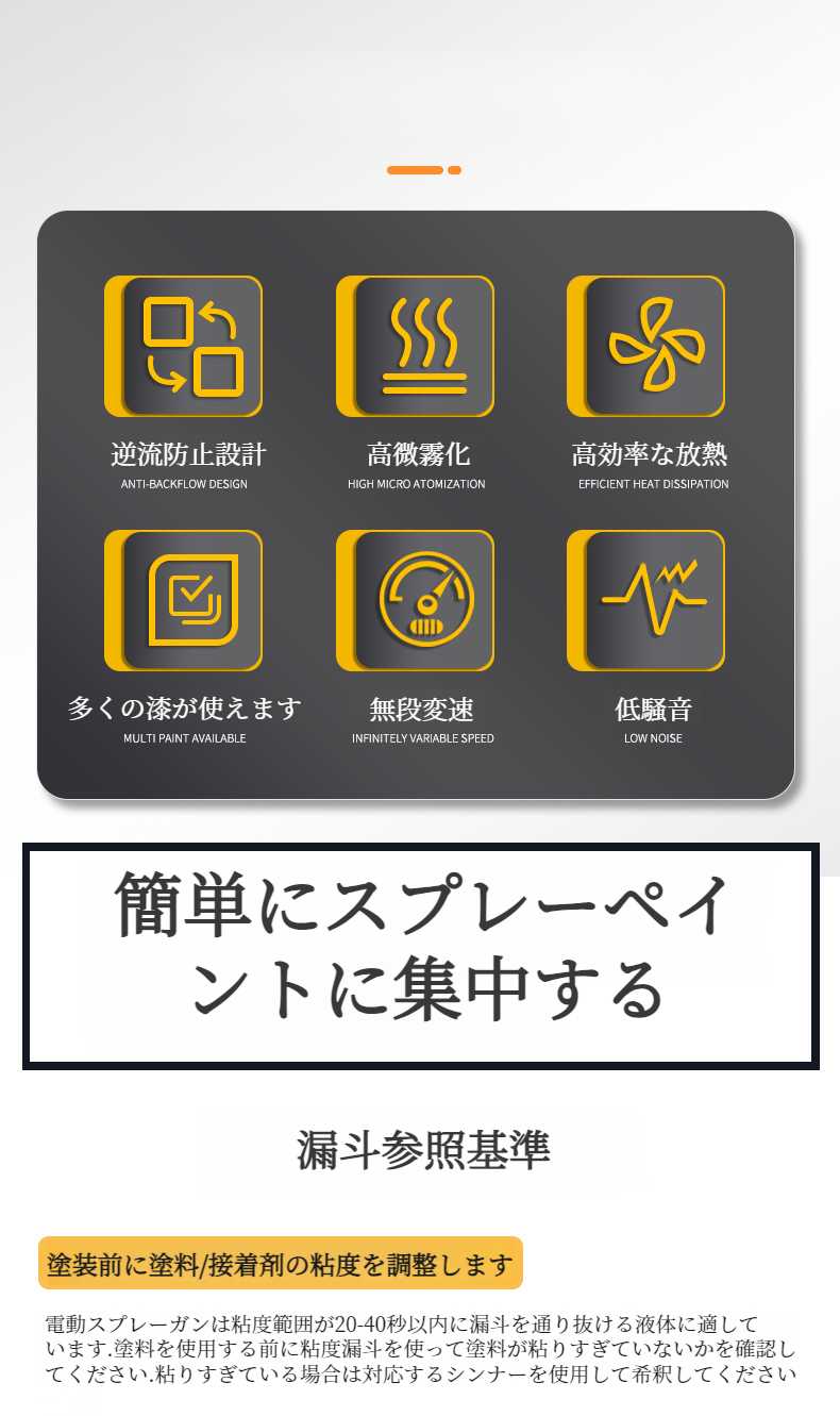 エマルジョン塗料対応のペイントスプレーガン