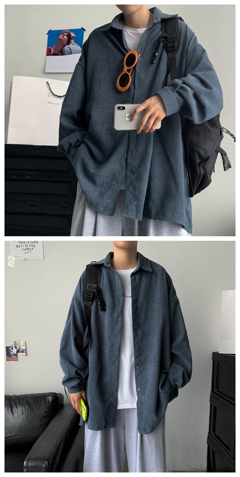 男女兼用で着られるおしゃれカジュアルシャツ後ろ姿