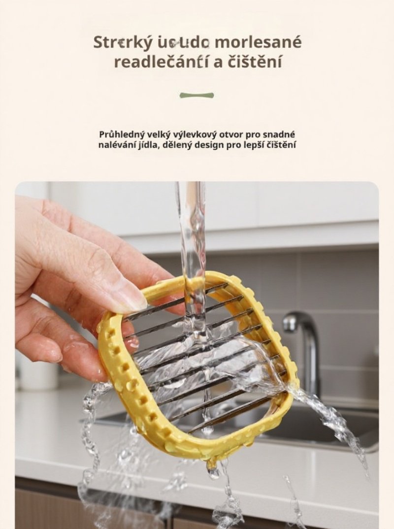 Kráječ na ovoce a zeleninu během použití v kuchyni