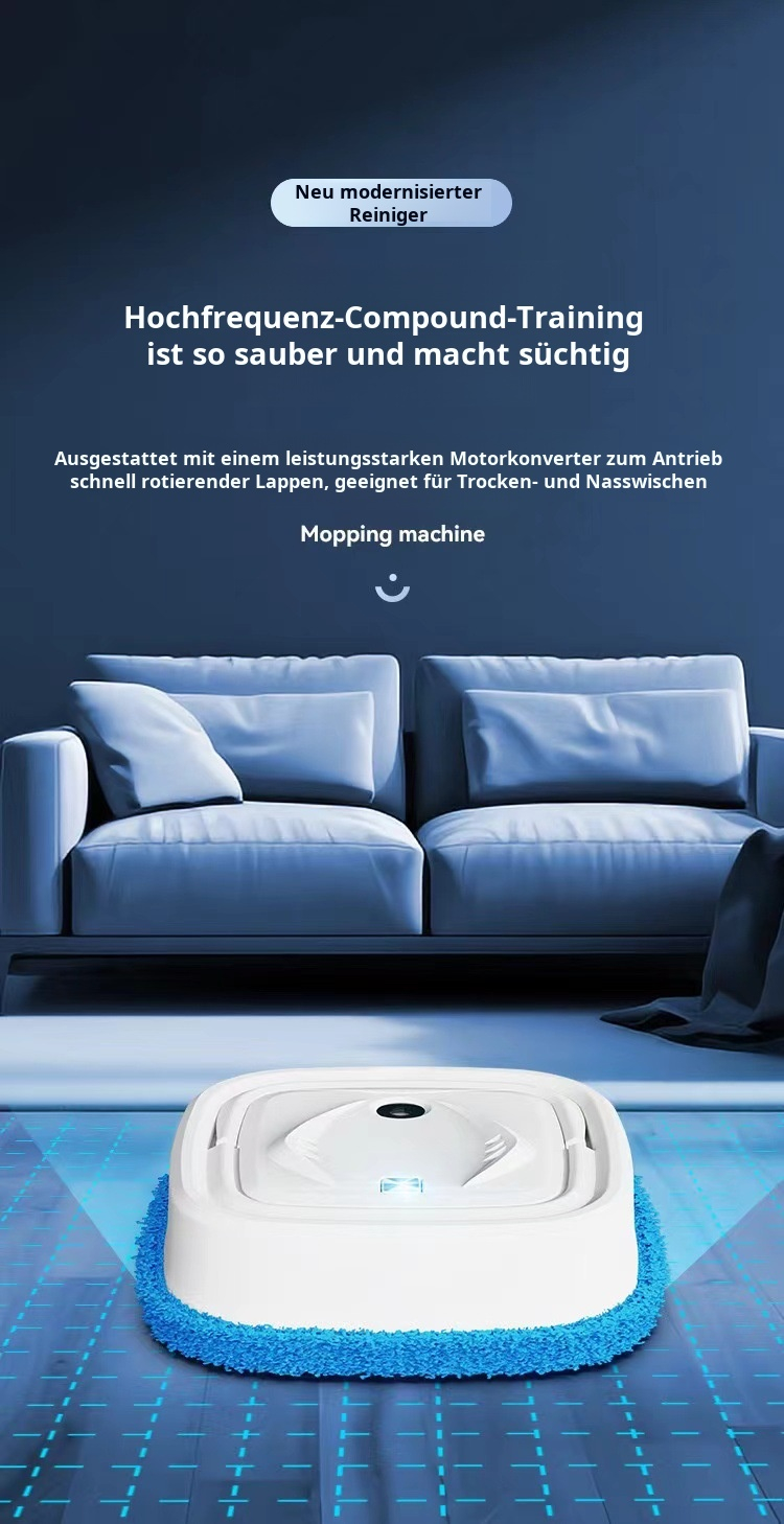 Kehrroboter Smart Home auf Holzboden beim Wischen