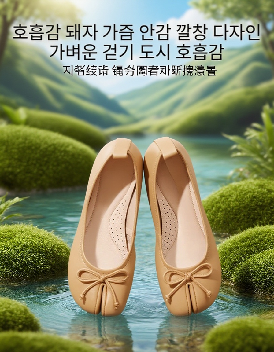 부드러운 소재의 여성 플랫슈즈 측면 모습