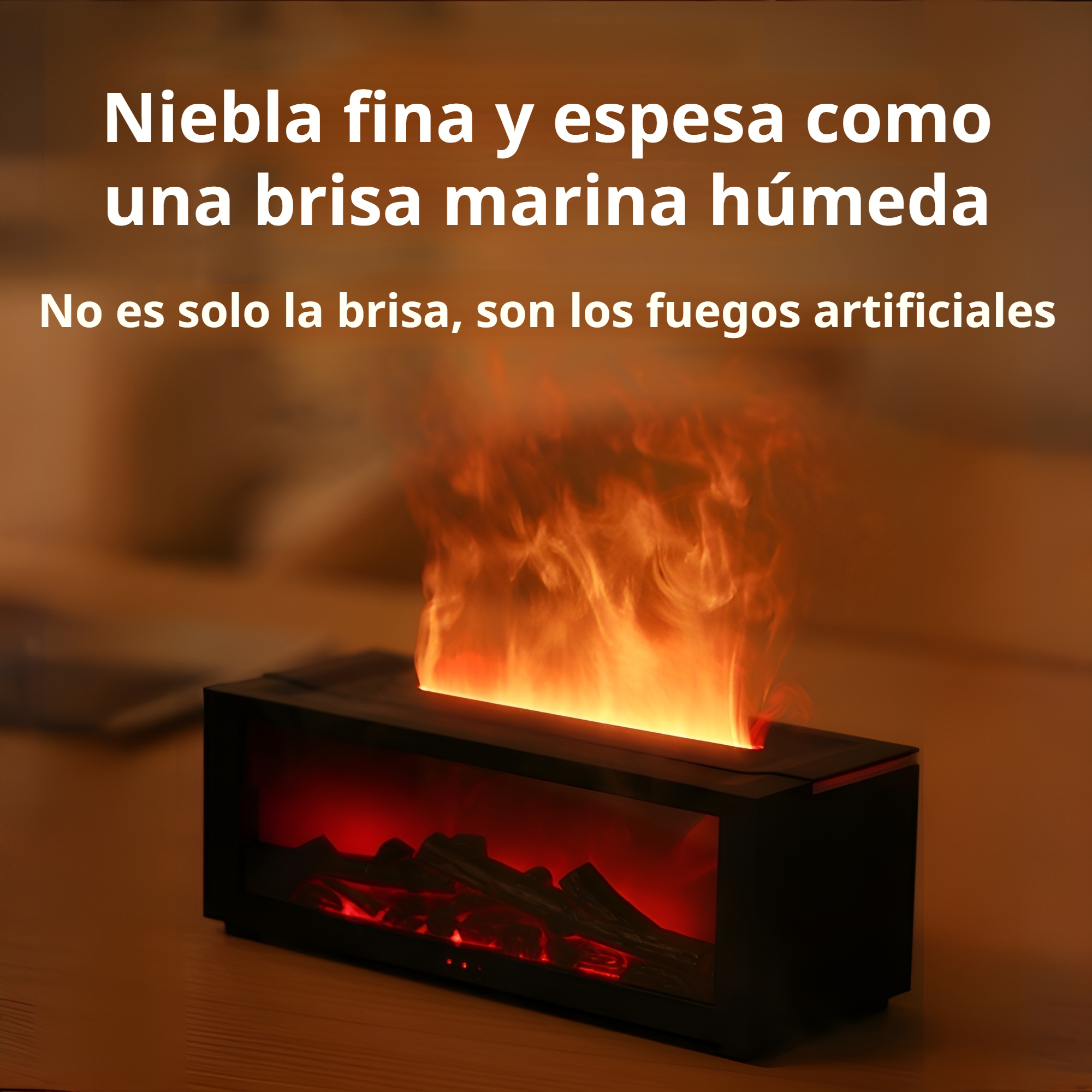 Humidificador portátil JMY con efecto de llama de chimenea