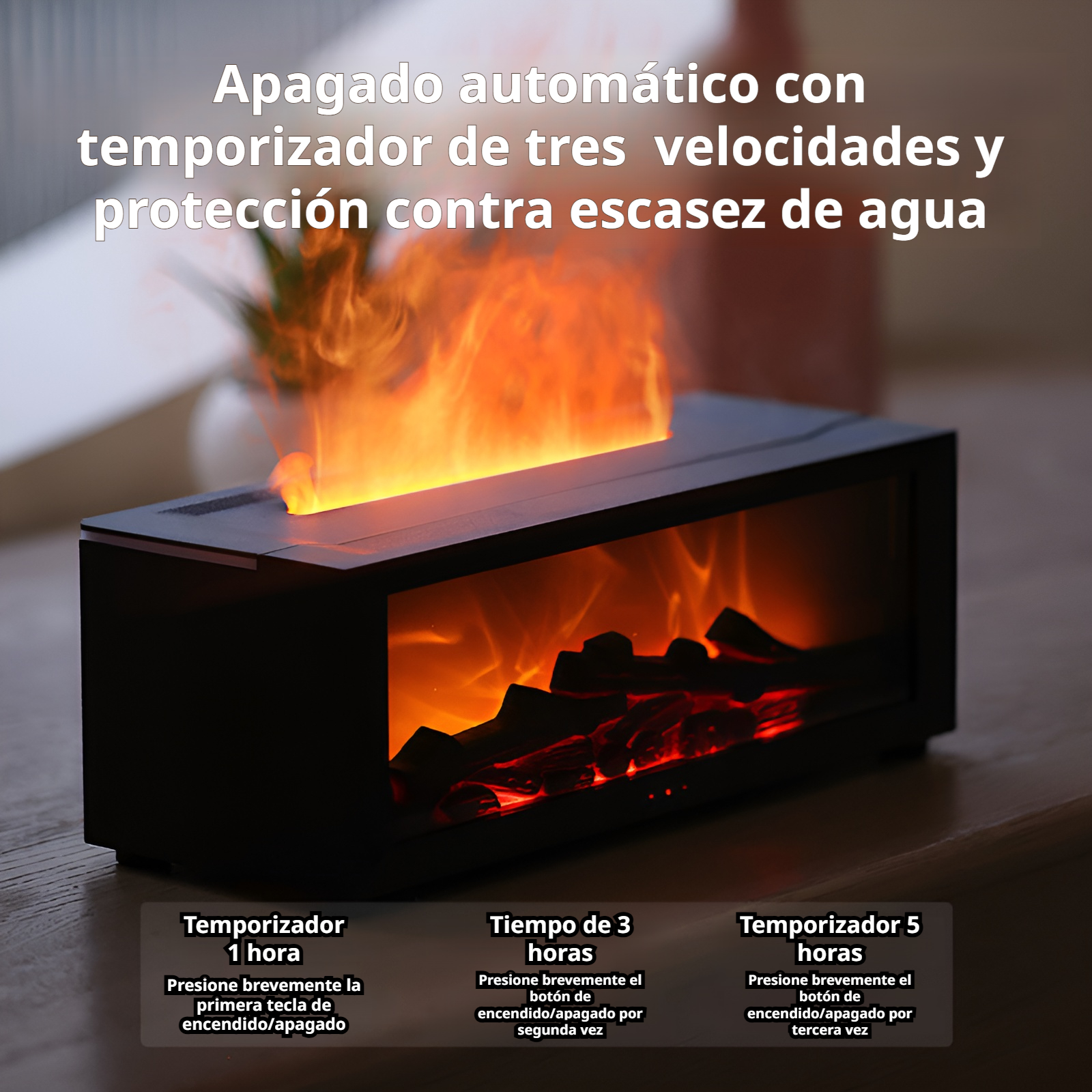 Humidificador creativo con aromaterapia de llama de chimenea de simulación genial de escritorio JMY