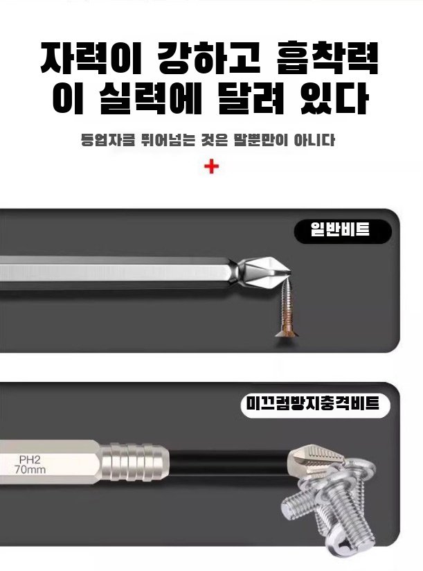 강한 자성을 가진 드라이버비트의 나사 흡착력