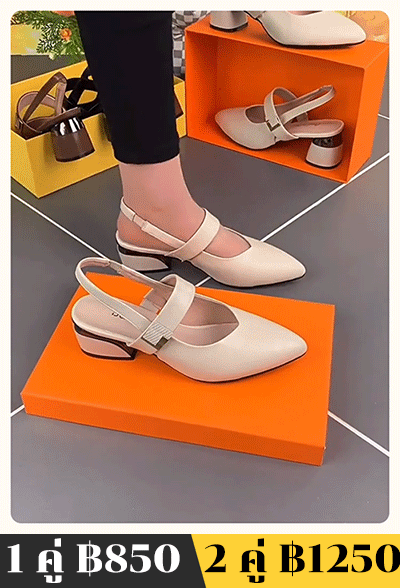 รองเท้าแตะรัดส้นผู้หญิง ปิดหัว ส้นตัน หรูหรา รุ่นใหม่