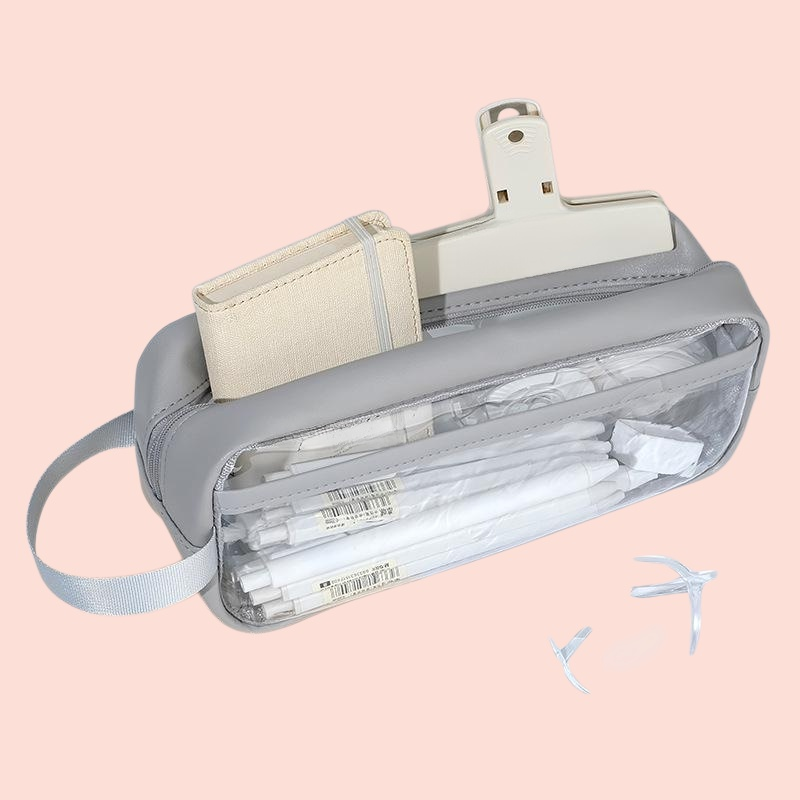 透明ペンケース風ミルクソルトシリーズ 携帯便利 手持ち収納バッグ 防水 大容量 高価値文具収納ボックス
