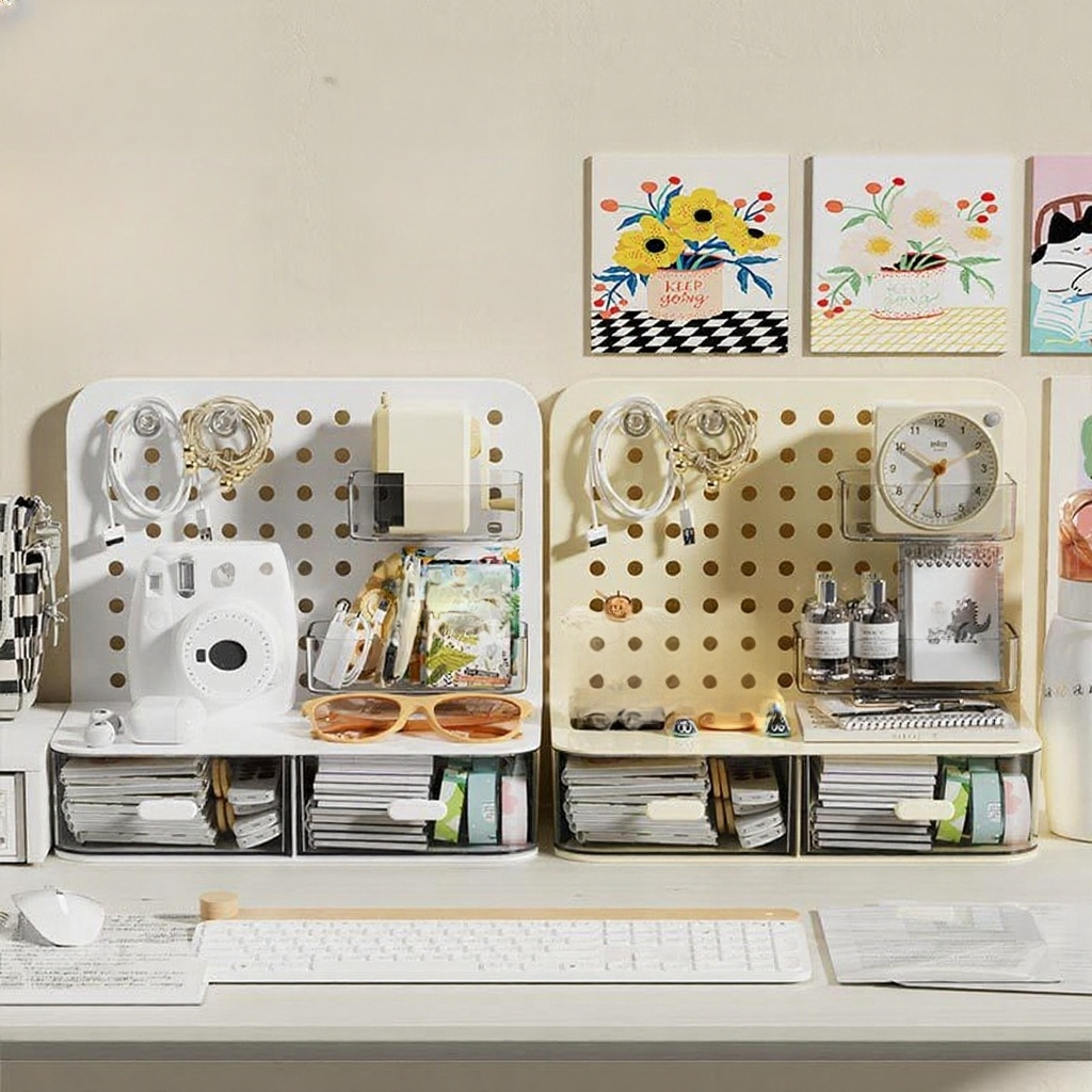 Support de rangement vertical de bureau, planche à trous, style crème, chambre à coucher, dortoir, t