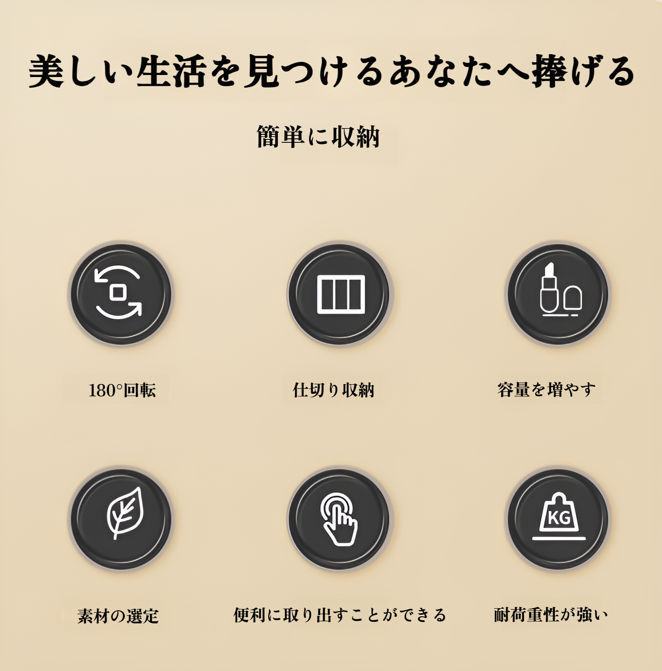 回転可能な化粧品収納ボックスの使用イメージ