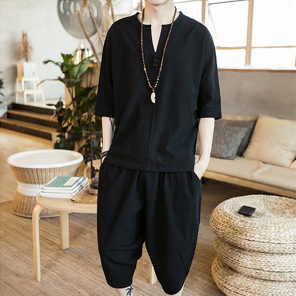 綿麻上下セット　紳士