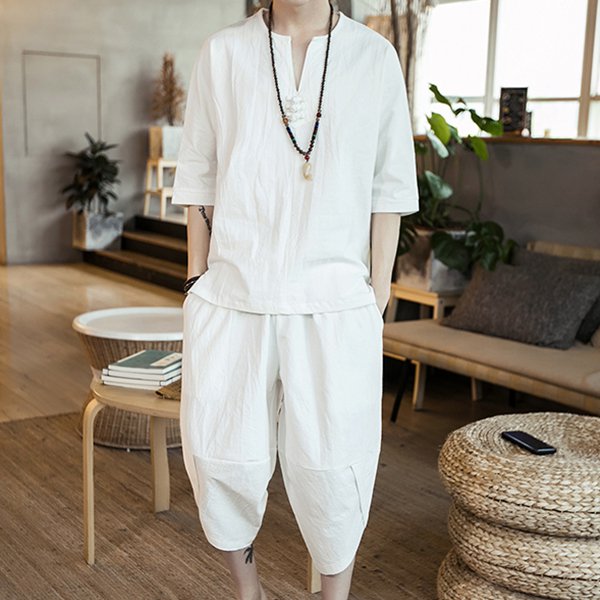 綿麻上下セット　紳士