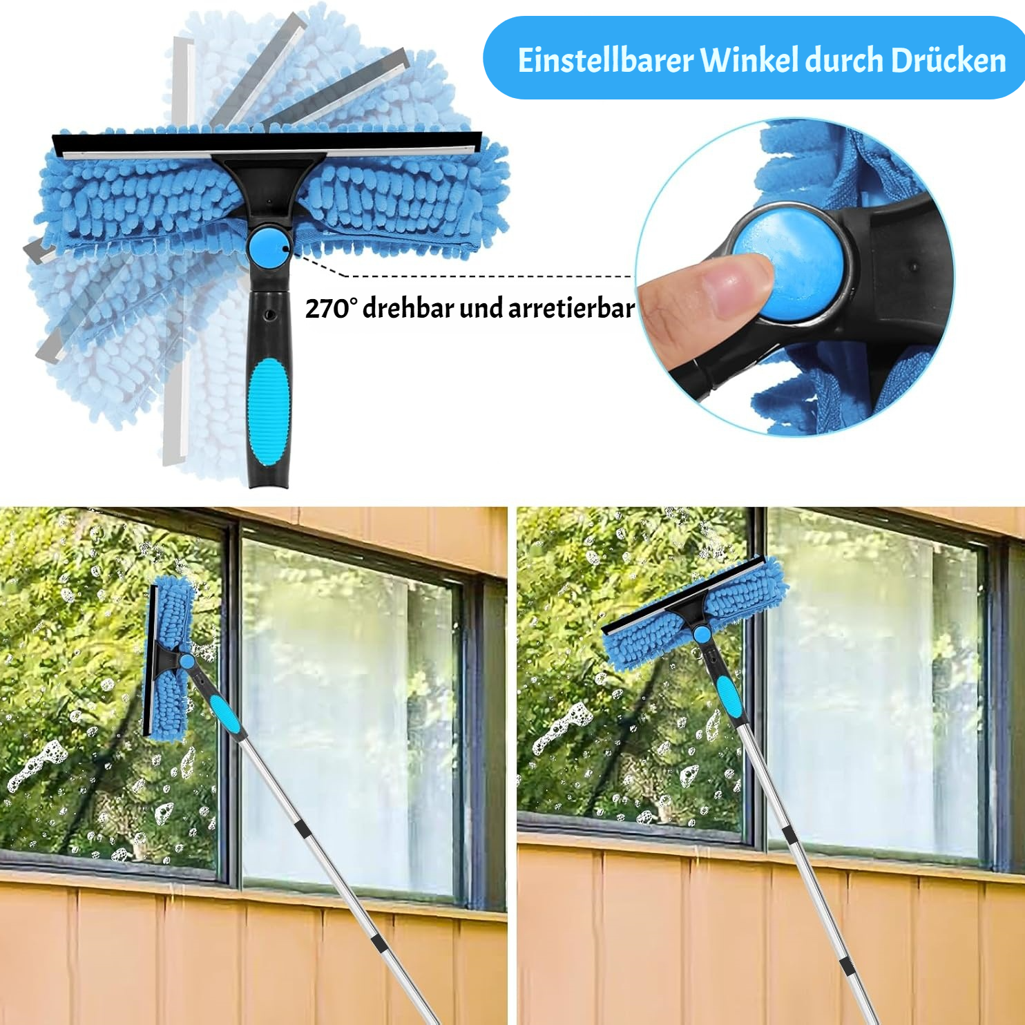 JMY Zwei-in-Eins-Fensterreinigungsschaber Glasreinigung Artefaktreinigung spezielles doppelseitiges 