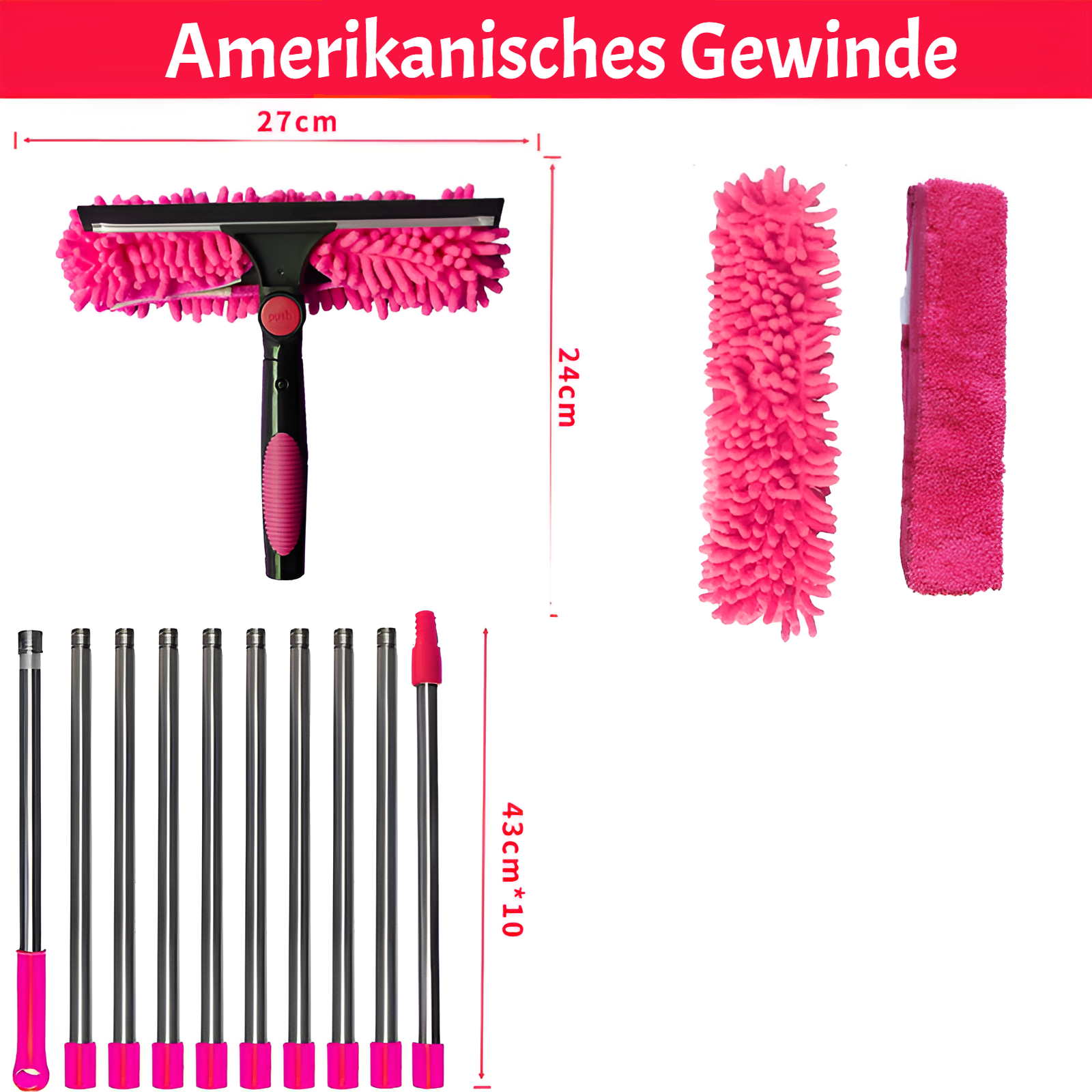 Doppelseitiges Design für gründliche Fensterreinigung