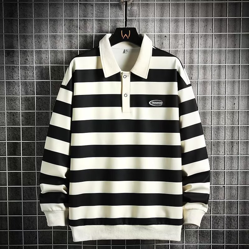 ルーズフィットストライプロングスリーブTシャツ