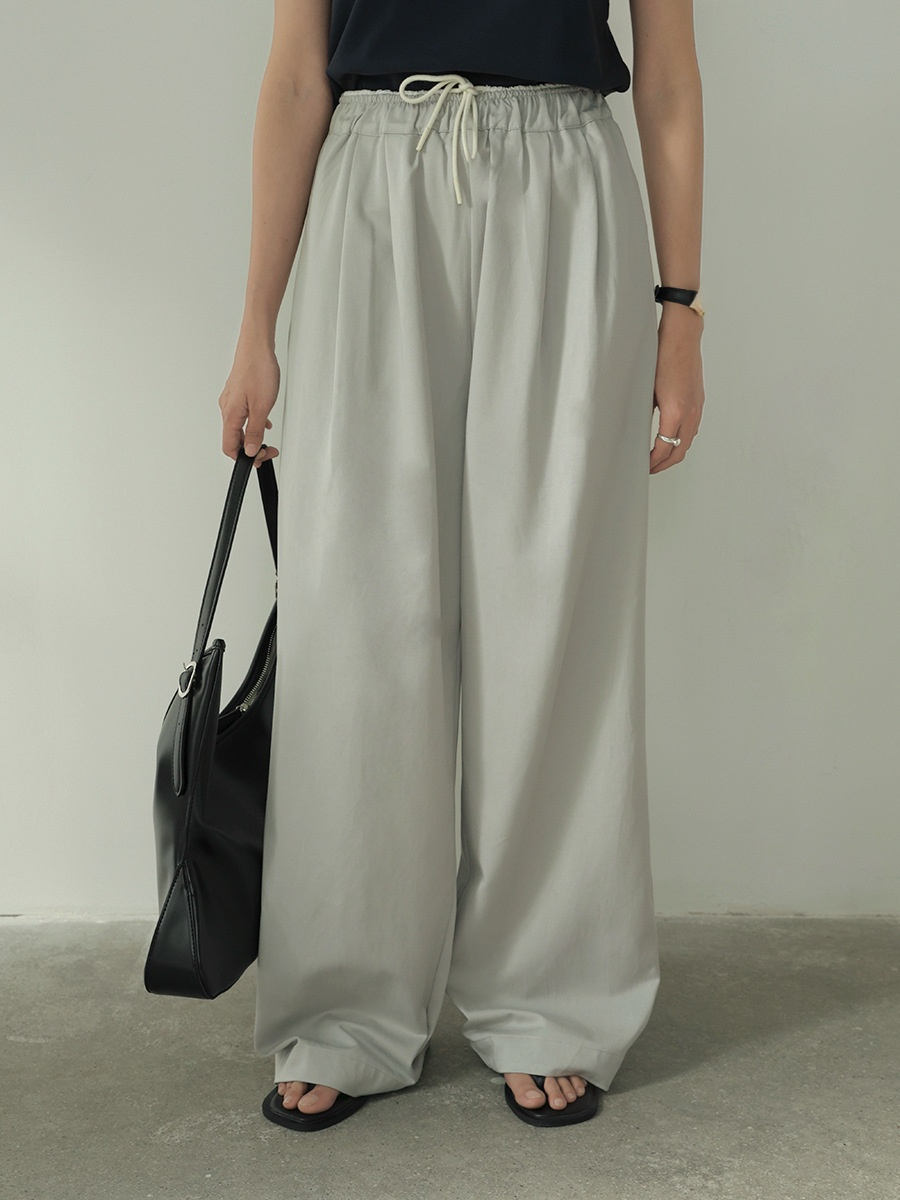 텐셀 코튼 와이드 레그 캐주얼 팬츠 신축성 하이웨스트 슬림 팬츠