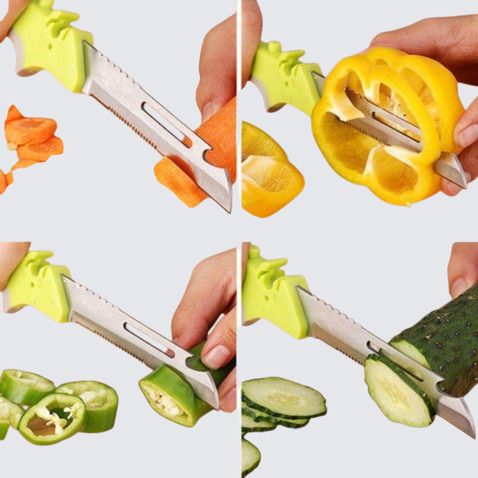 سكين ومقص طعام من الفولاذ المقاوم للصدأ ومقص مطبخ للفاكهة والخضروات