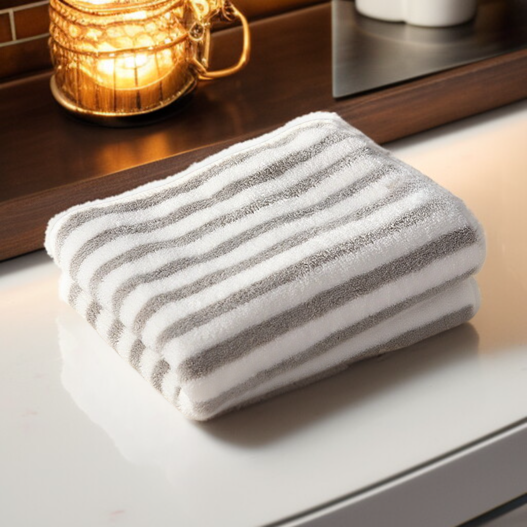 珊瑚絨細條紋毛巾