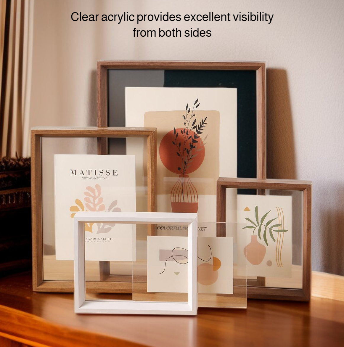 Double-sided transparent acrylic photo frame display stand