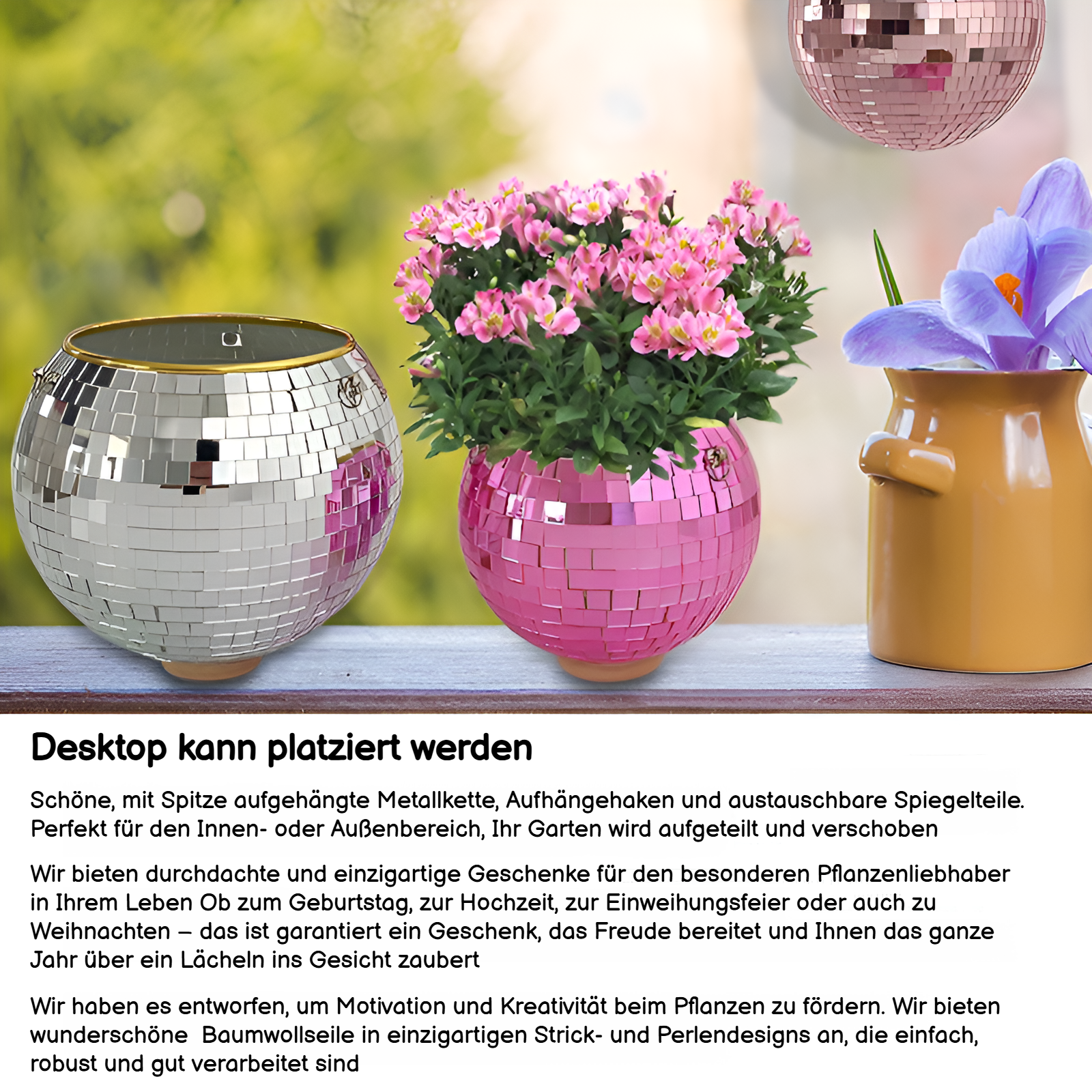 Disco Ball Pflanzer kreative Blumentopf Hängekorb Pflanze Pflanztopf