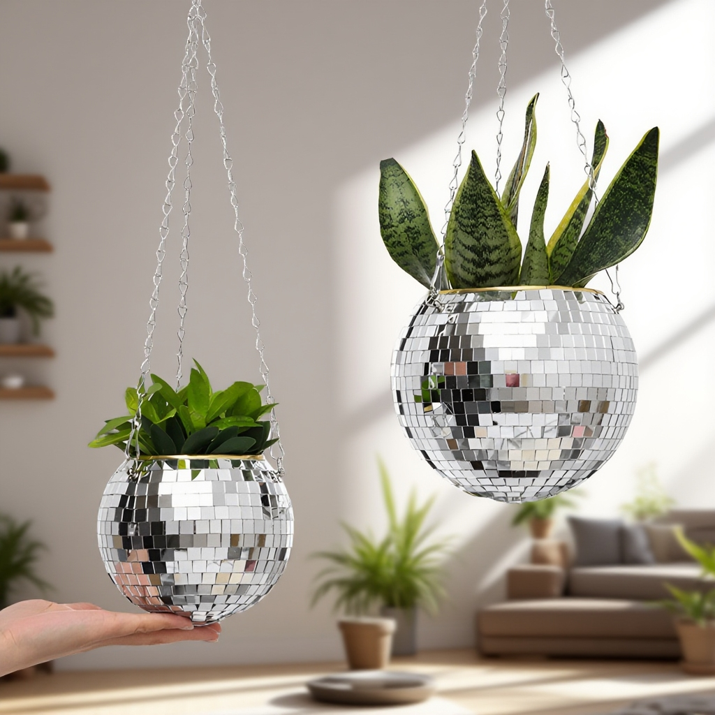 ディスコボールプランタークリエイティブフラワーポットハンギングバスケットプラント植木鉢