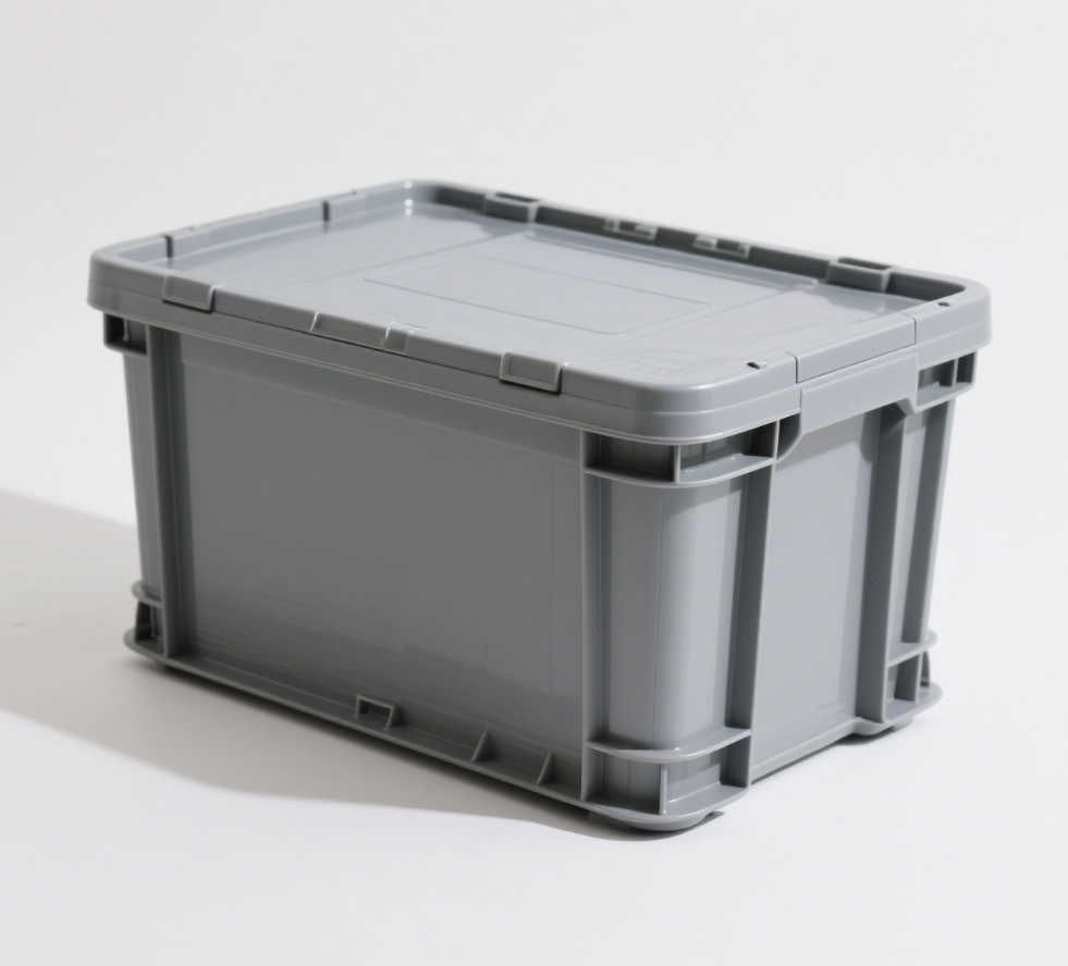 スタッキングプラスチック収納ボックス 蓋付き 耐久性があり、重ねて収納できる容器 安全なハンドル