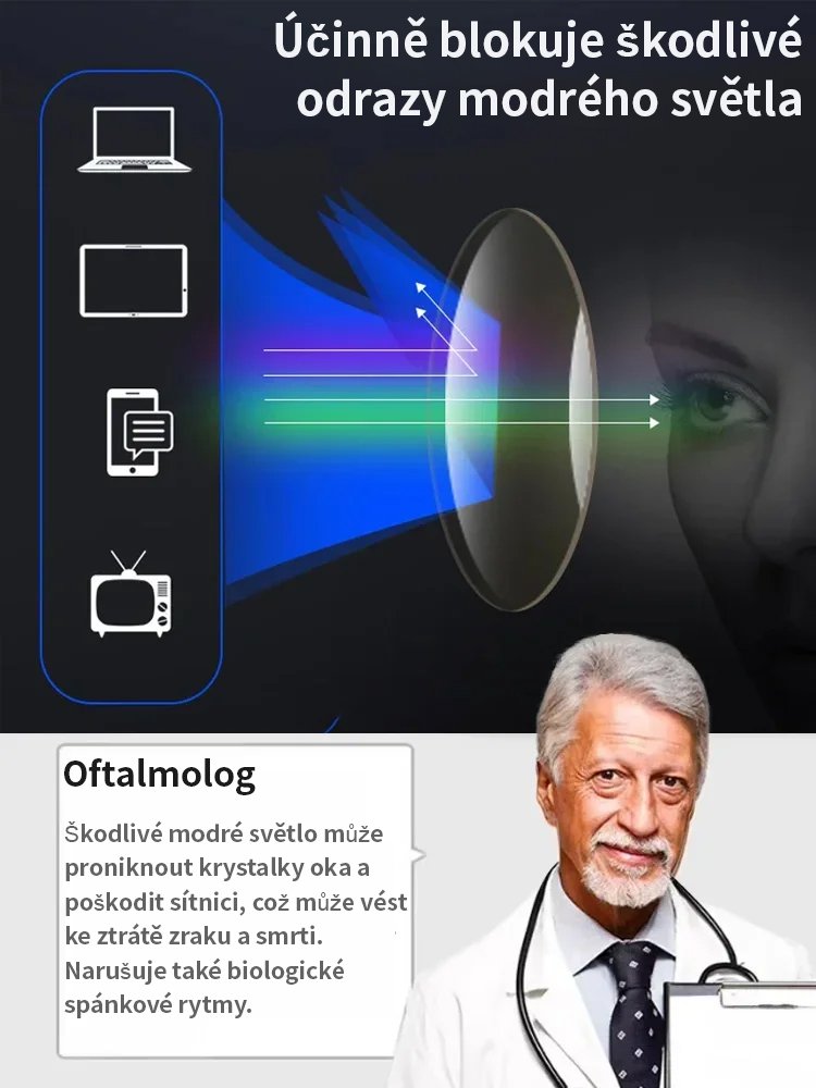 Brýle na čtení měnící barvu proti modrému světlu